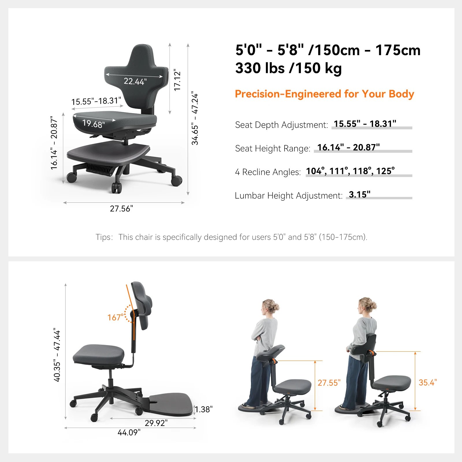 NEWTRAL MT — M Ergonomic Standing Desk Chair - Imagen 8