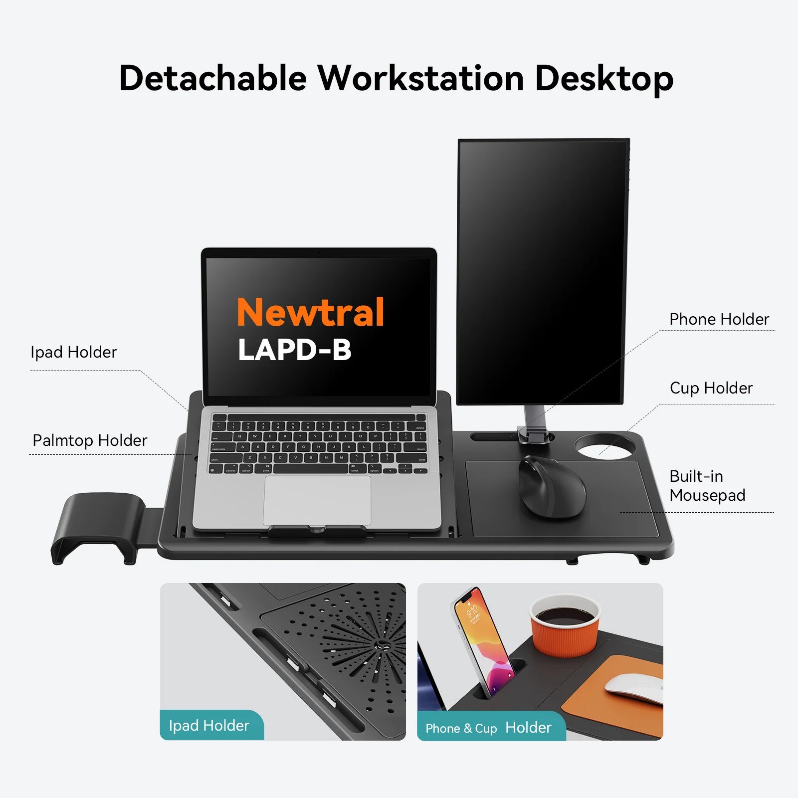 NEWTRAL Ergonomic Chair with Desktop — Adaptive Lower Back - Imagen 3