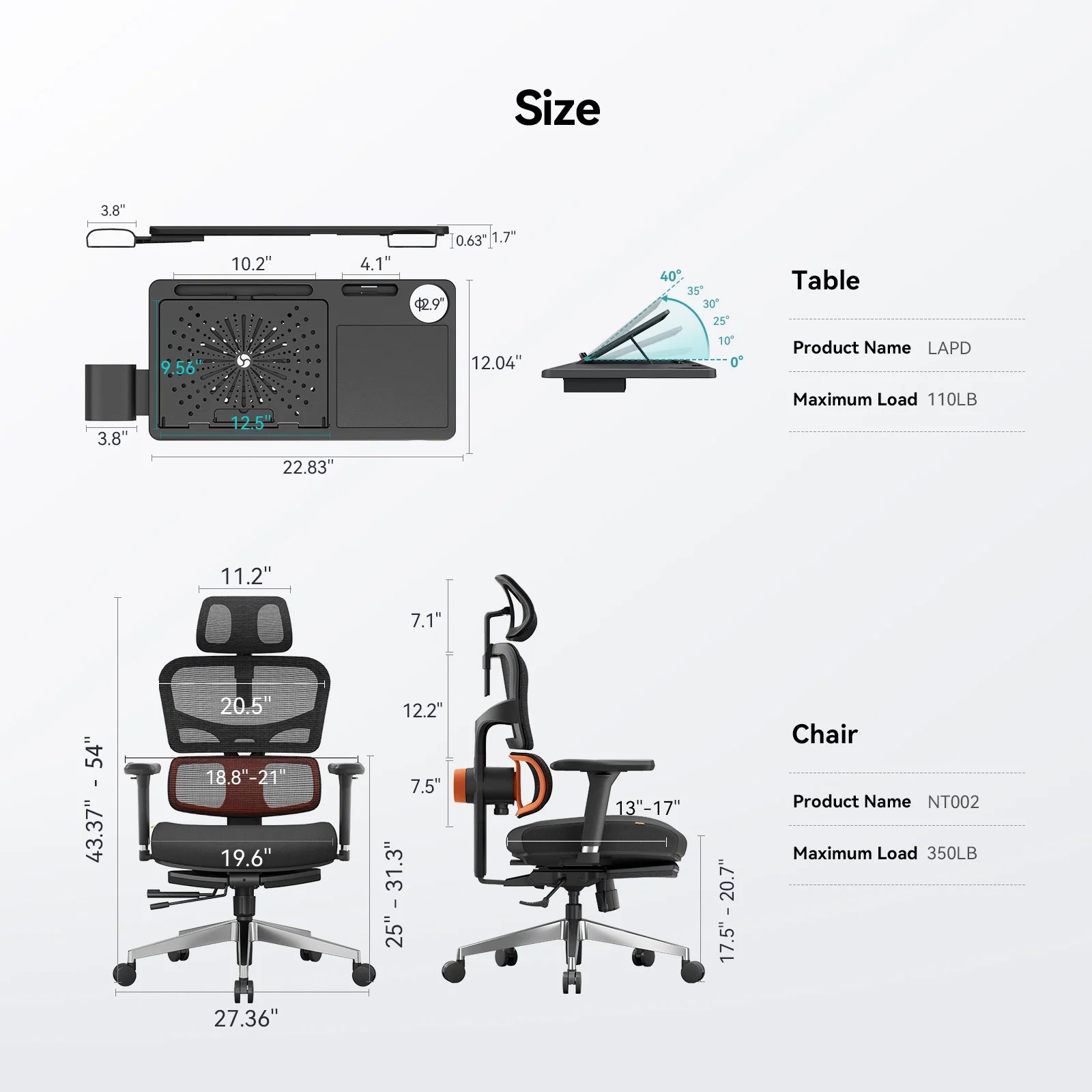 NEWTRAL Ergonomic Chair with Desktop — Adaptive Lower Back - Imagen 7
