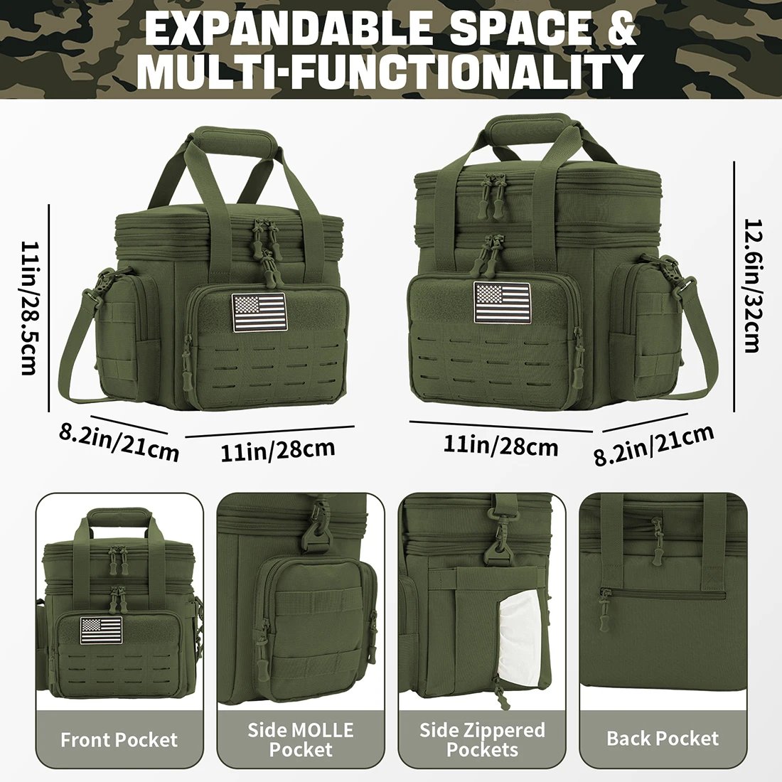Tactical Lunch Box Expandable Tactical Leak Proof Insulated Cooler Bag For - Imagen 2