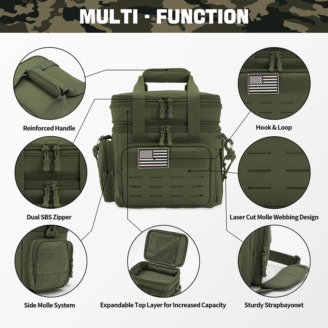 Tactical Lunch Box Expandable Tactical Leak Proof Insulated Cooler Bag For - Imagen 3
