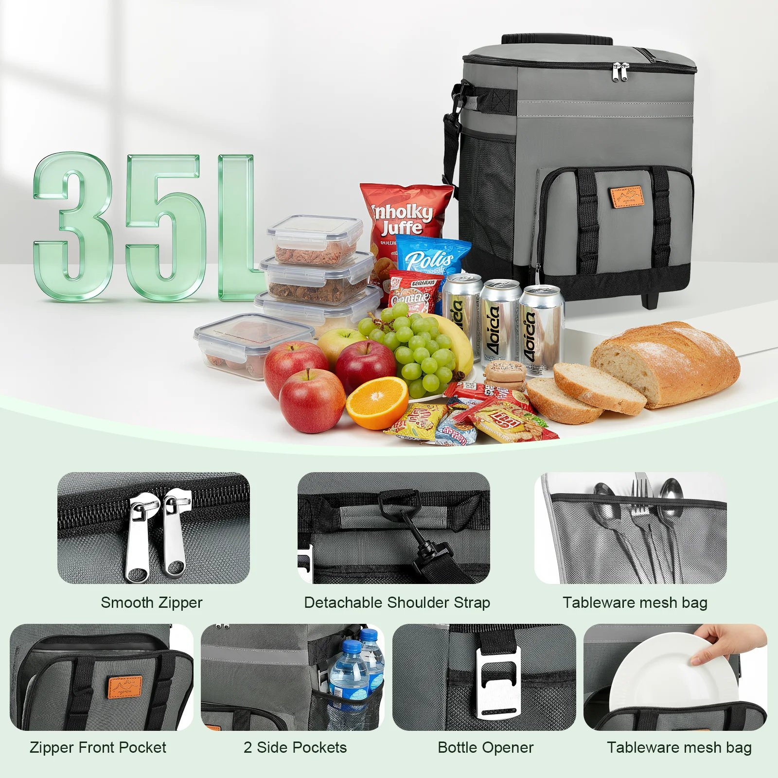 Cool Bag 35L Leak Proof Lunch Mochila Thermal Large Picnic Cool And Warm In - Imagen 3