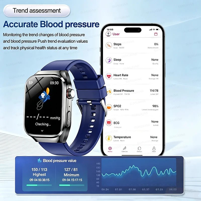 Smartwatch Médico AI con Electrocardiograma ECG+PPG Uric Acid Blood Fat Hea - Imagen 6
