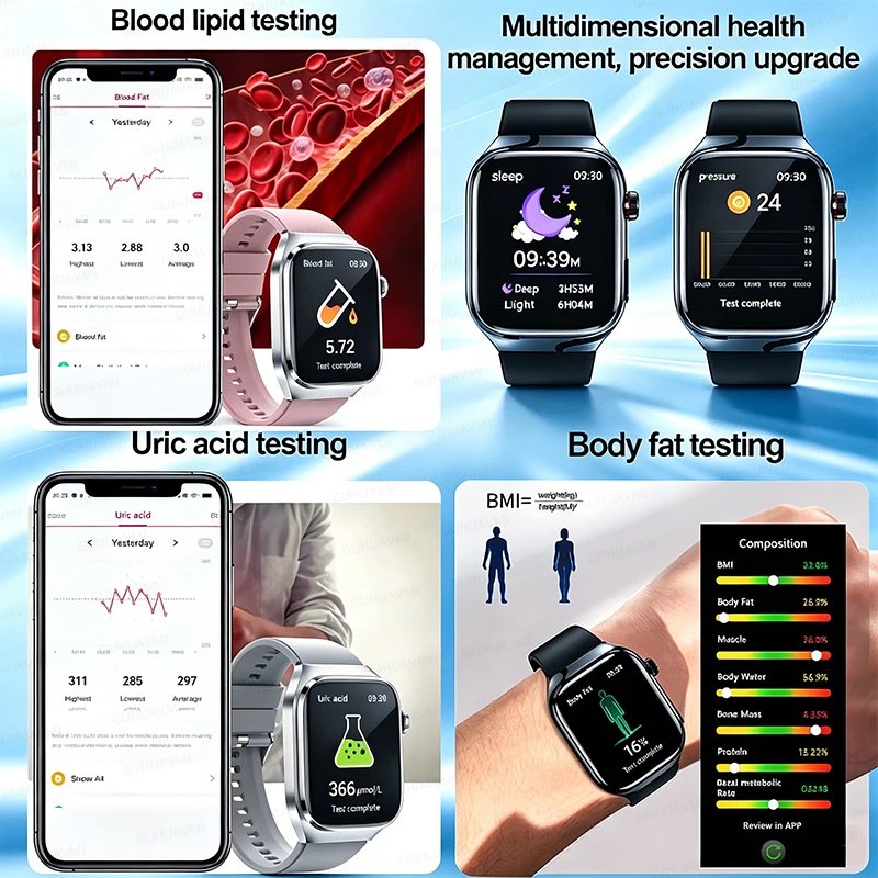 Smartwatch Médico AI con Electrocardiograma ECG+PPG Uric Acid Blood Fat Hea - Imagen 7