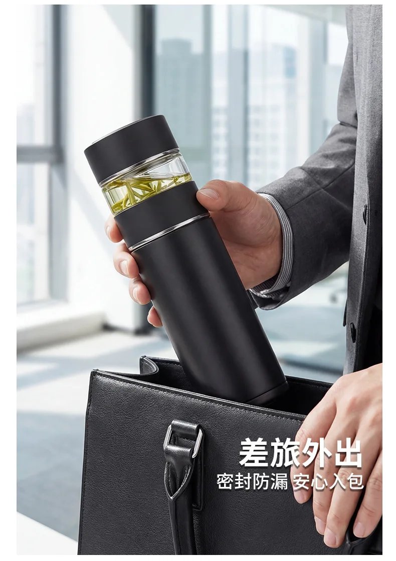 Separates Tea and Water Thermos Cup Bottle with 316 stainless Steel inner and Tritan filter SUS Tea Thermos Keep Cold Hot