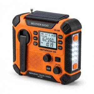 Radio solar de manivela emergencia AM FM linterna LED y power bank