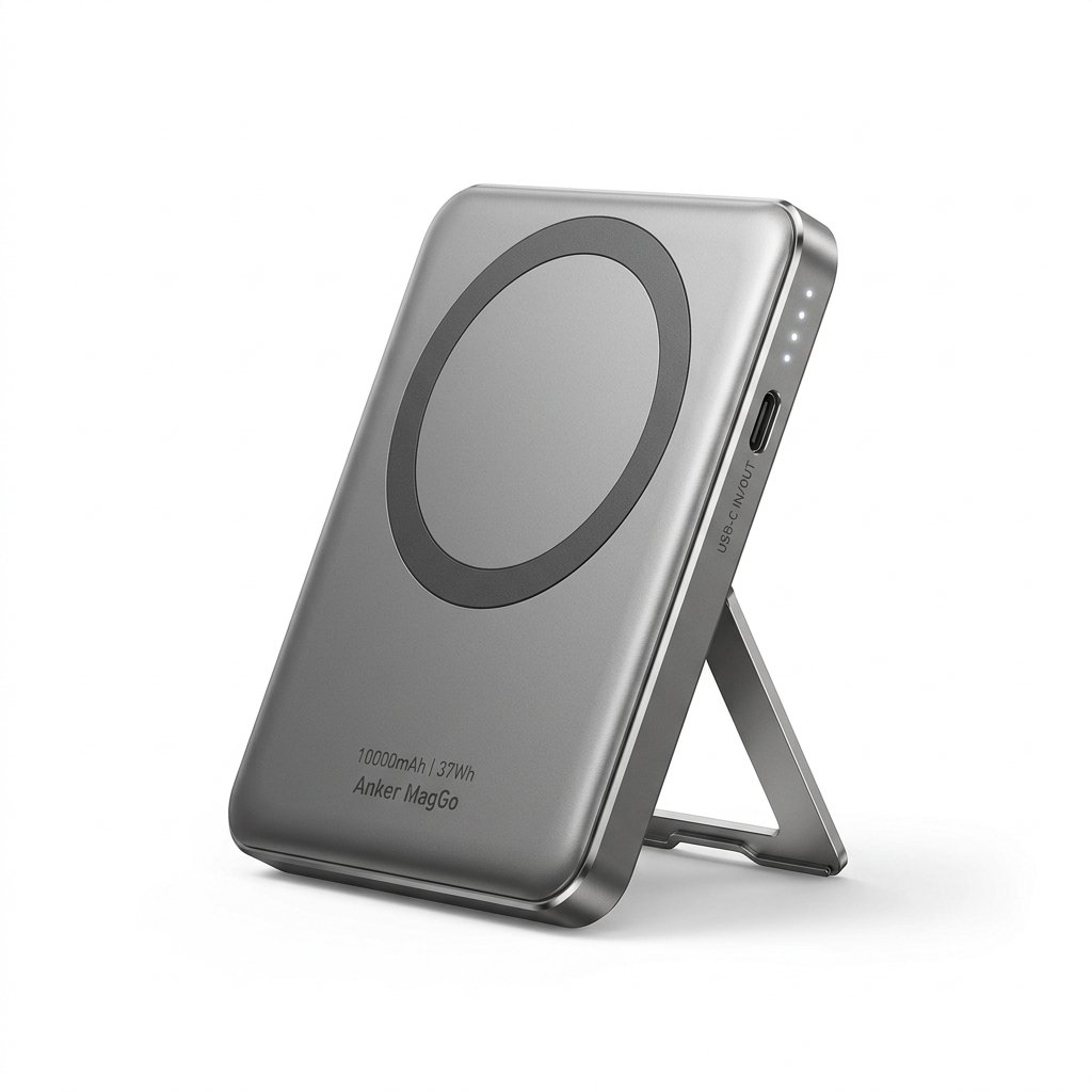Bateria externa magnetica inalambrica MagSafe 10000mAh con soporte metalico plegable