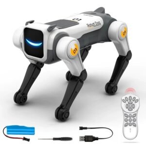 Perro robot interactivo inteligente programable con mando a distancia y sensores tactiles